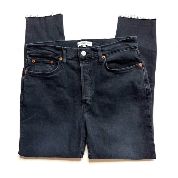 RE/DONE Originals High Rise Ankle Crop in Faded Black - Picture 2 of 7
